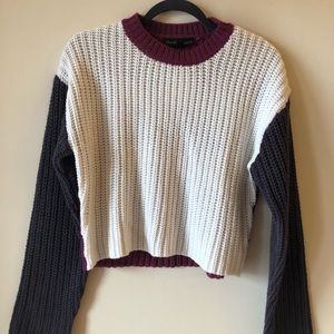 Colorblock Crop Sweater - Small